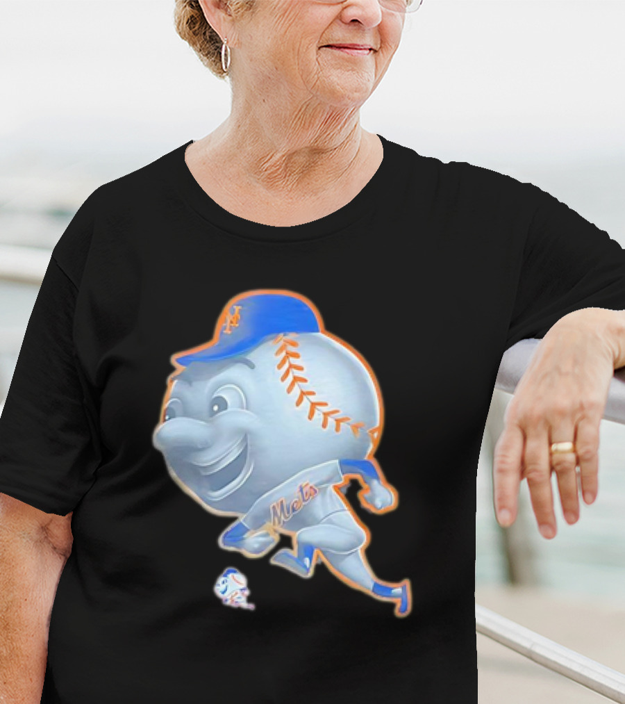 New York Mets Mr. Met Mascot In Baseball Cap And Uniform T-Shirt