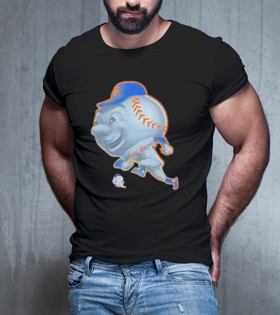 New York Mets Mr. Met Mascot In Baseball Cap And Uniform T-Shirt
