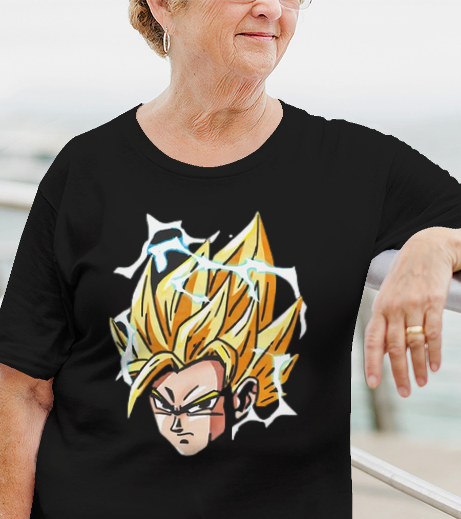 Son Goku Super Saiyan Dragon Ball Z Lightning Aura Face T-Shirt