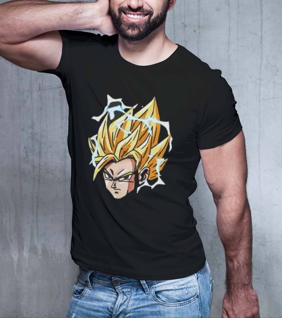 Son Goku Super Saiyan Dragon Ball Z Lightning Aura Face T-Shirt