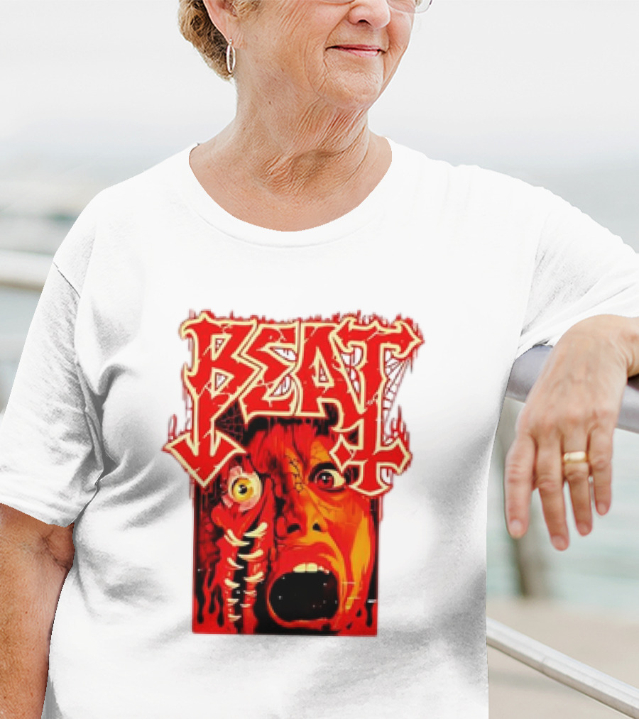 Beat Mutation Horror Zombie Face With Screaming Expression T-Shirt