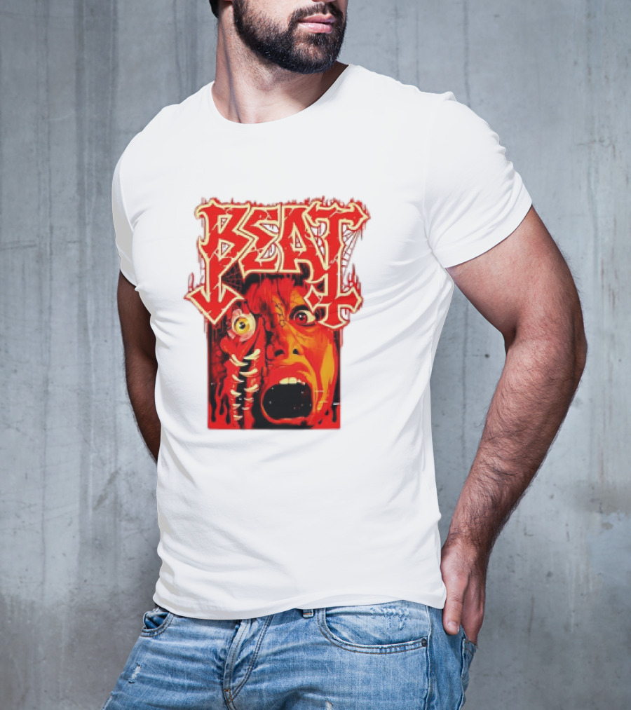 Beat Mutation Horror Zombie Face With Screaming Expression T-Shirt