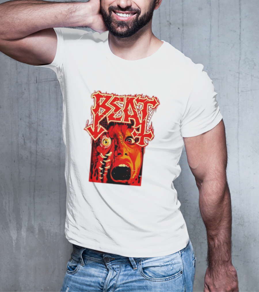 Beat Mutation Horror Zombie Face With Screaming Expression T-Shirt