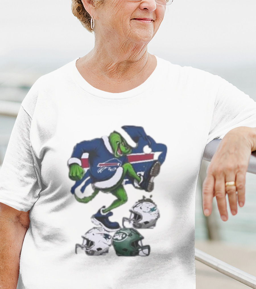 Christmas Grinch Buffalo Bills Stomp Helmets NFL Teams T-Shirt