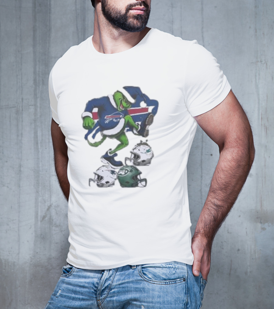 Christmas Grinch Buffalo Bills Stomp Helmets NFL Teams T-Shirt