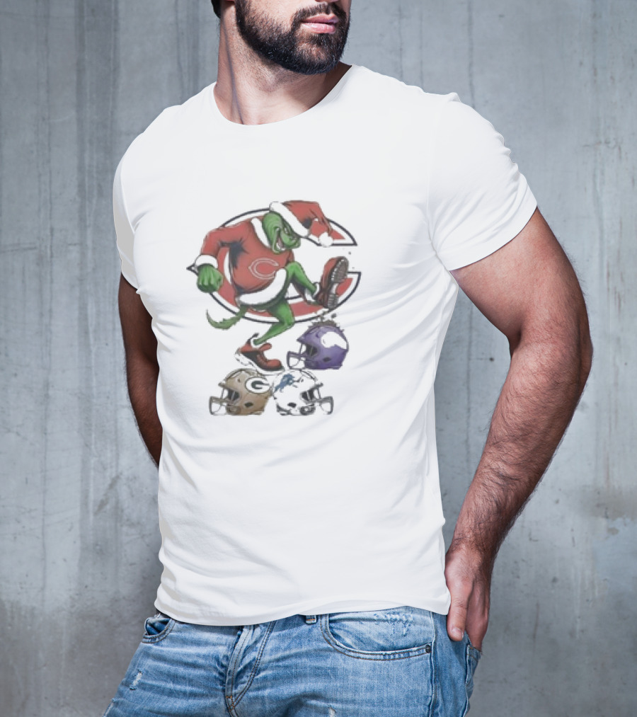 Grinch Christmas Chicago Bears Crush NFC North Rivals Helmets T-Shirt