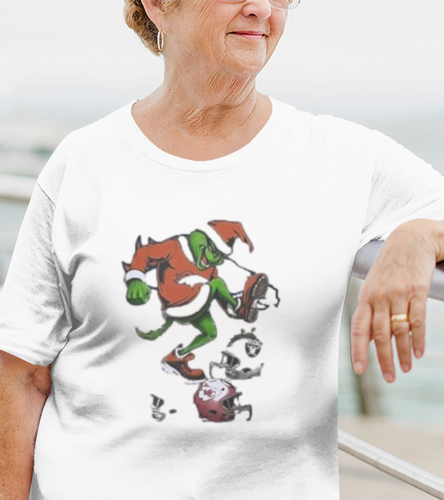 Grinch Christmas X Denver Broncos Stomps Kansas City Chiefs NFL Helmets T-Shirt