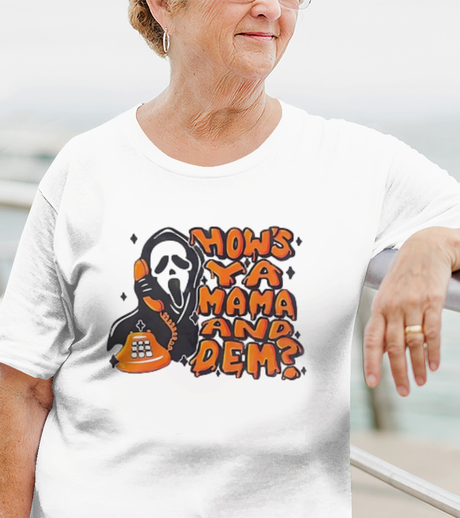 Ghostface How's Ya Mama And Dem Phone Call Retro 90s Horror T-Shirt
