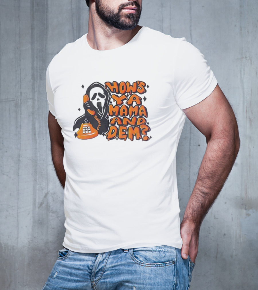 Ghostface How's Ya Mama And Dem Phone Call Retro 90s Horror T-Shirt