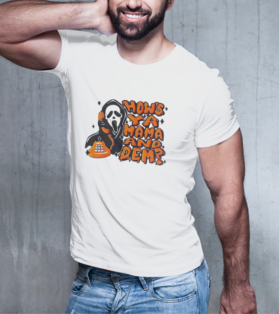 Ghostface How's Ya Mama And Dem Phone Call Retro 90s Horror T-Shirt