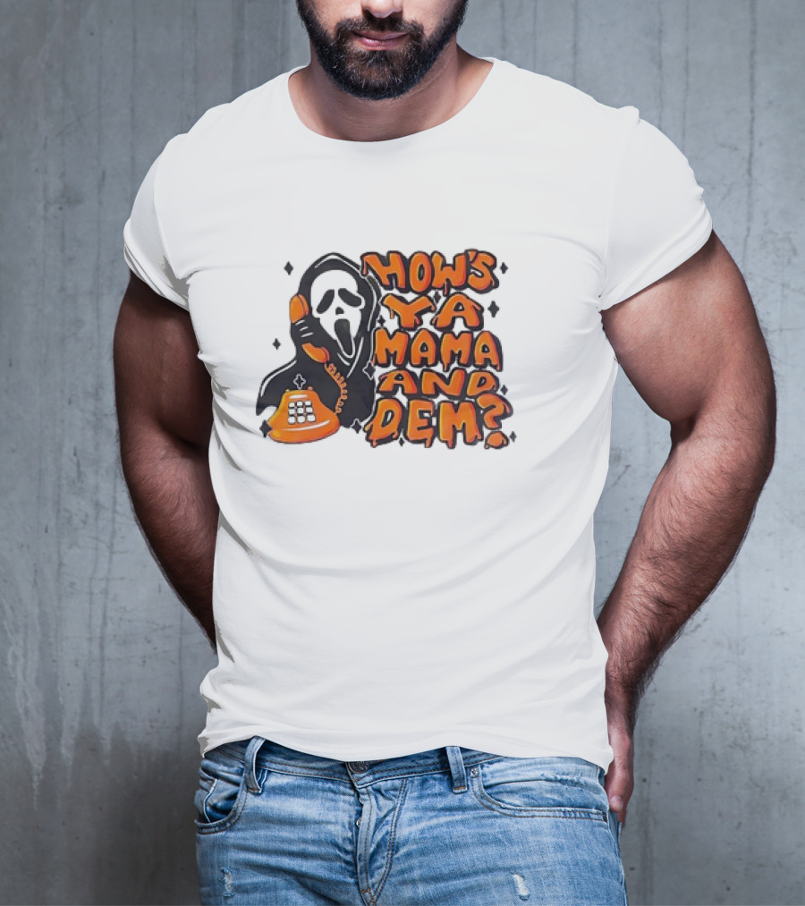 Ghostface How's Ya Mama And Dem Phone Call Retro 90s Horror T-Shirt