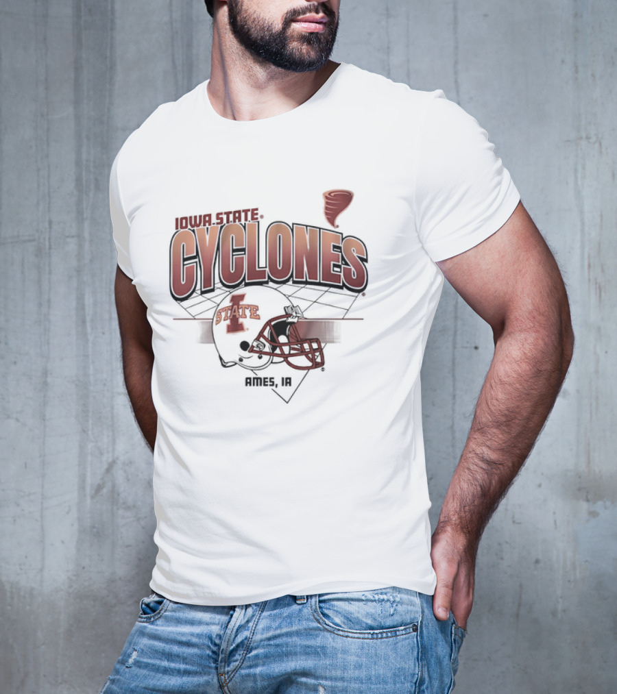 Iowa State Cyclones Ames Helmet Grid Tornado Vintage T-Shirt