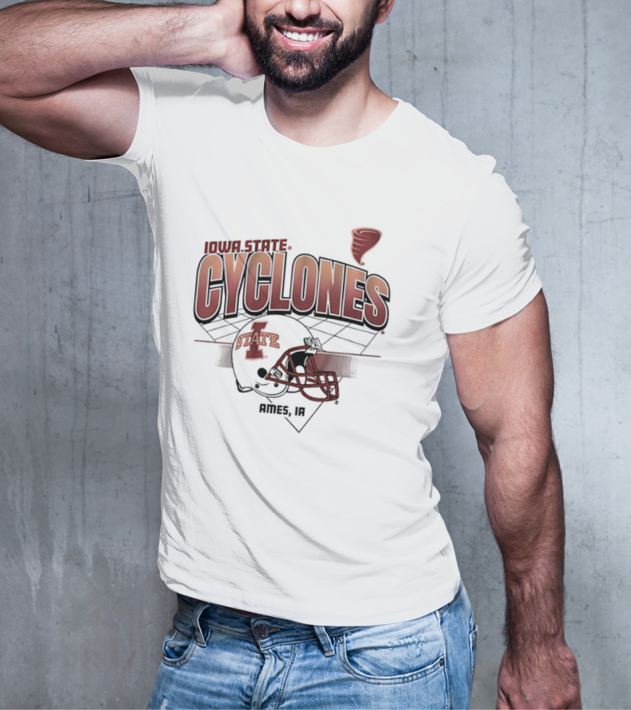 Iowa State Cyclones Ames Helmet Grid Tornado Vintage T-Shirt