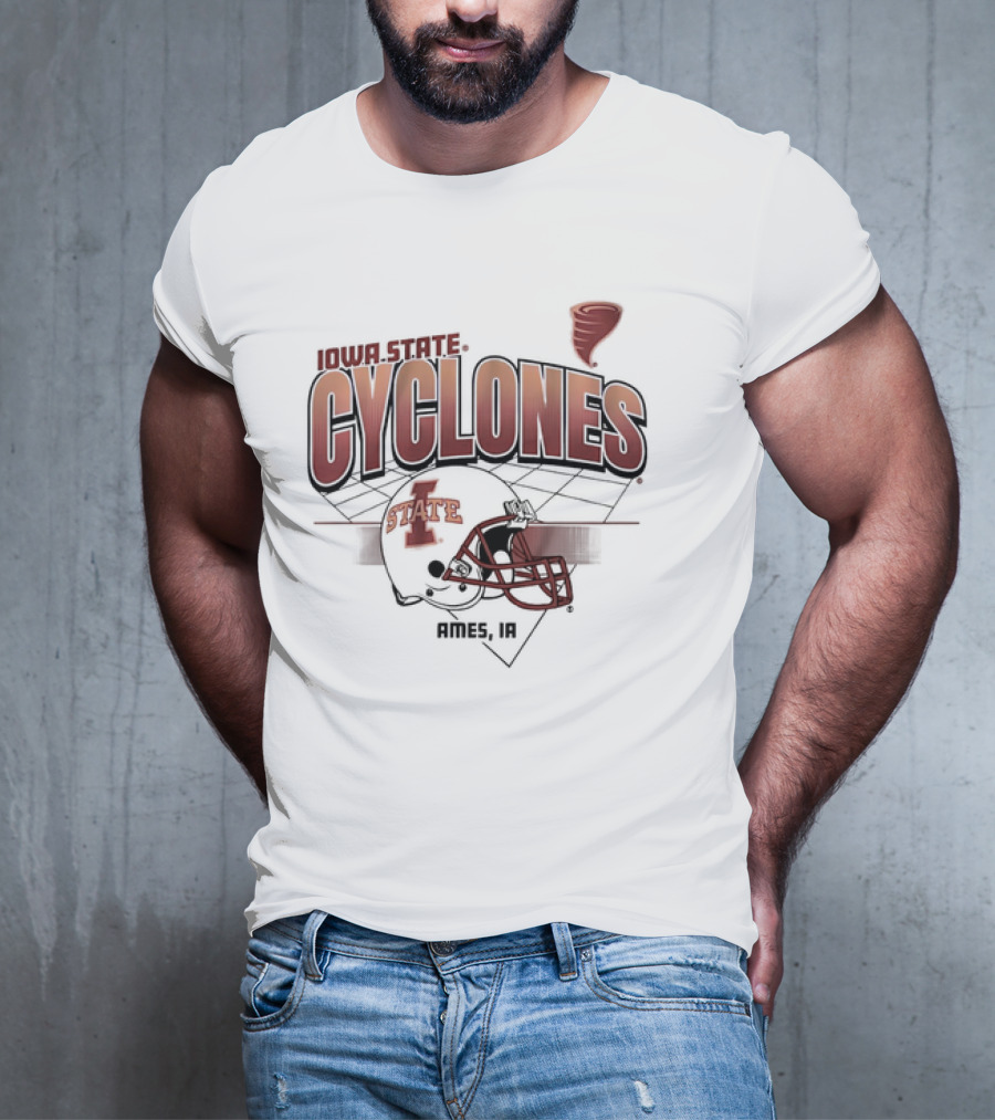 Iowa State Cyclones Ames Helmet Grid Tornado Vintage T-Shirt