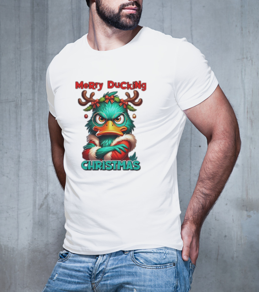Merry Ducking Grumpy Duck Christmas T-Shirt