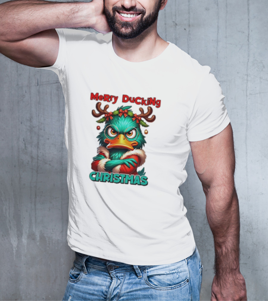 Merry Ducking Grumpy Duck Christmas T-Shirt