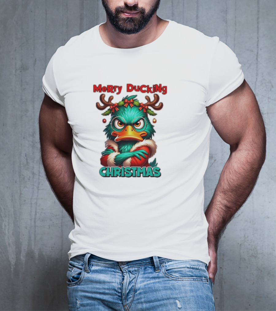 Merry Ducking Grumpy Duck Christmas T-Shirt