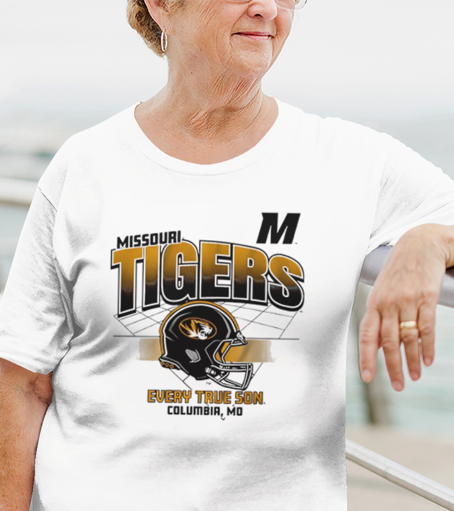 Missouri Tigers Football Helmet Every True Son Columbia MO Vintage T-Shirt