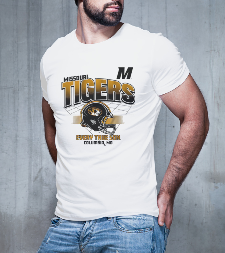 Missouri Tigers Football Helmet Every True Son Columbia MO Vintage T-Shirt