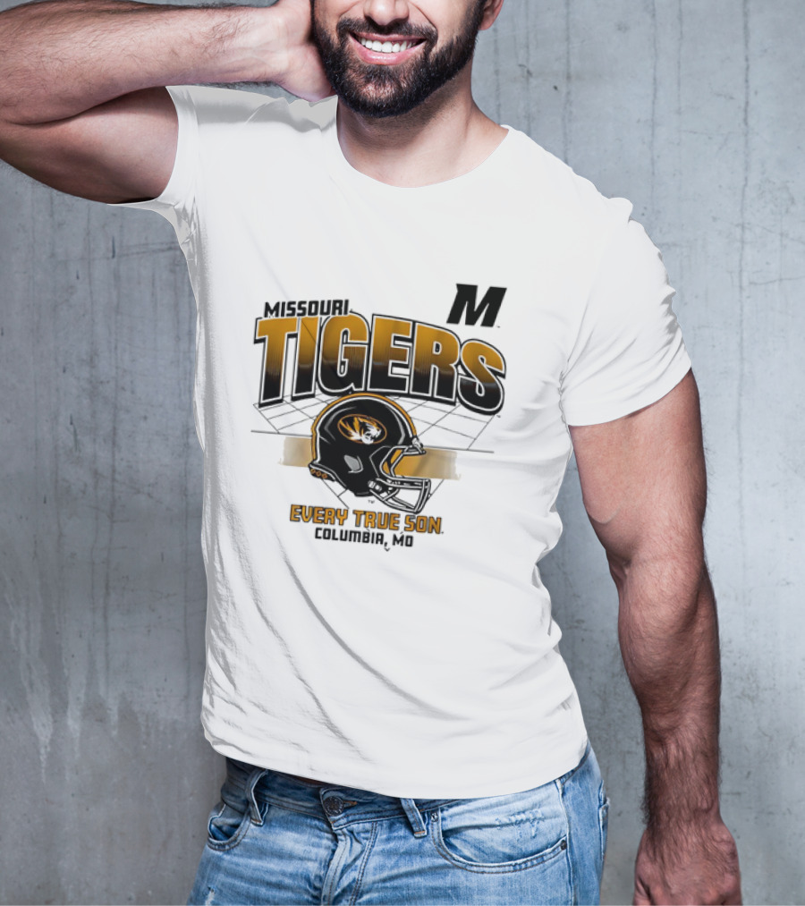 Missouri Tigers Football Helmet Every True Son Columbia MO Vintage T-Shirt
