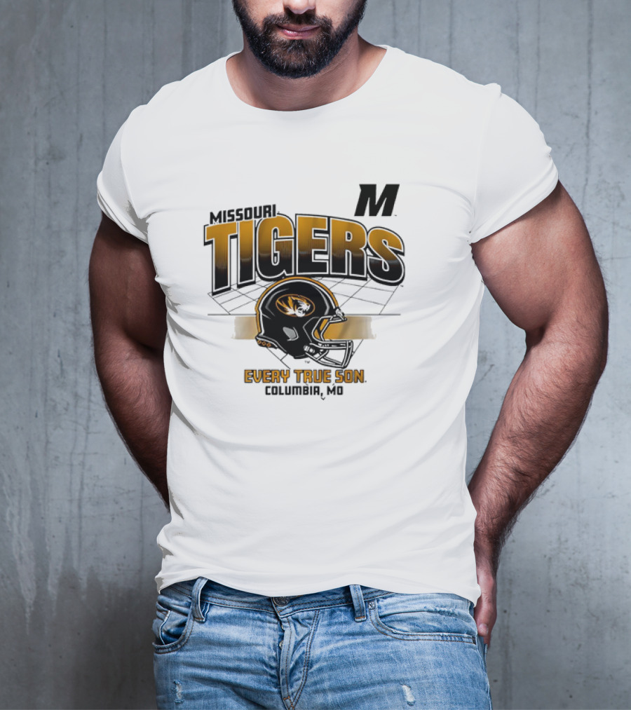 Missouri Tigers Football Helmet Every True Son Columbia MO Vintage T-Shirt