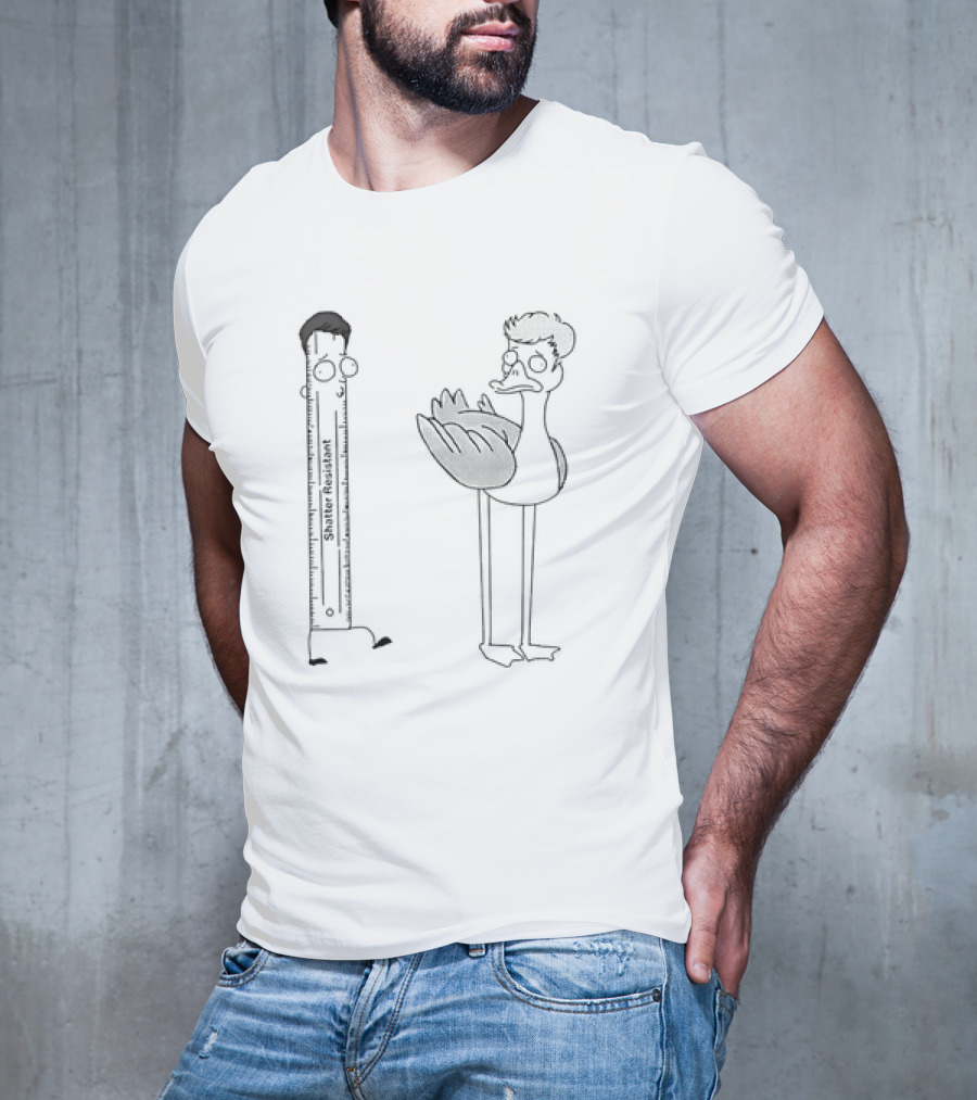 Schumpy And Flapper Shatter Resistant Ruler And Ostrich Character Duo T-Shirt