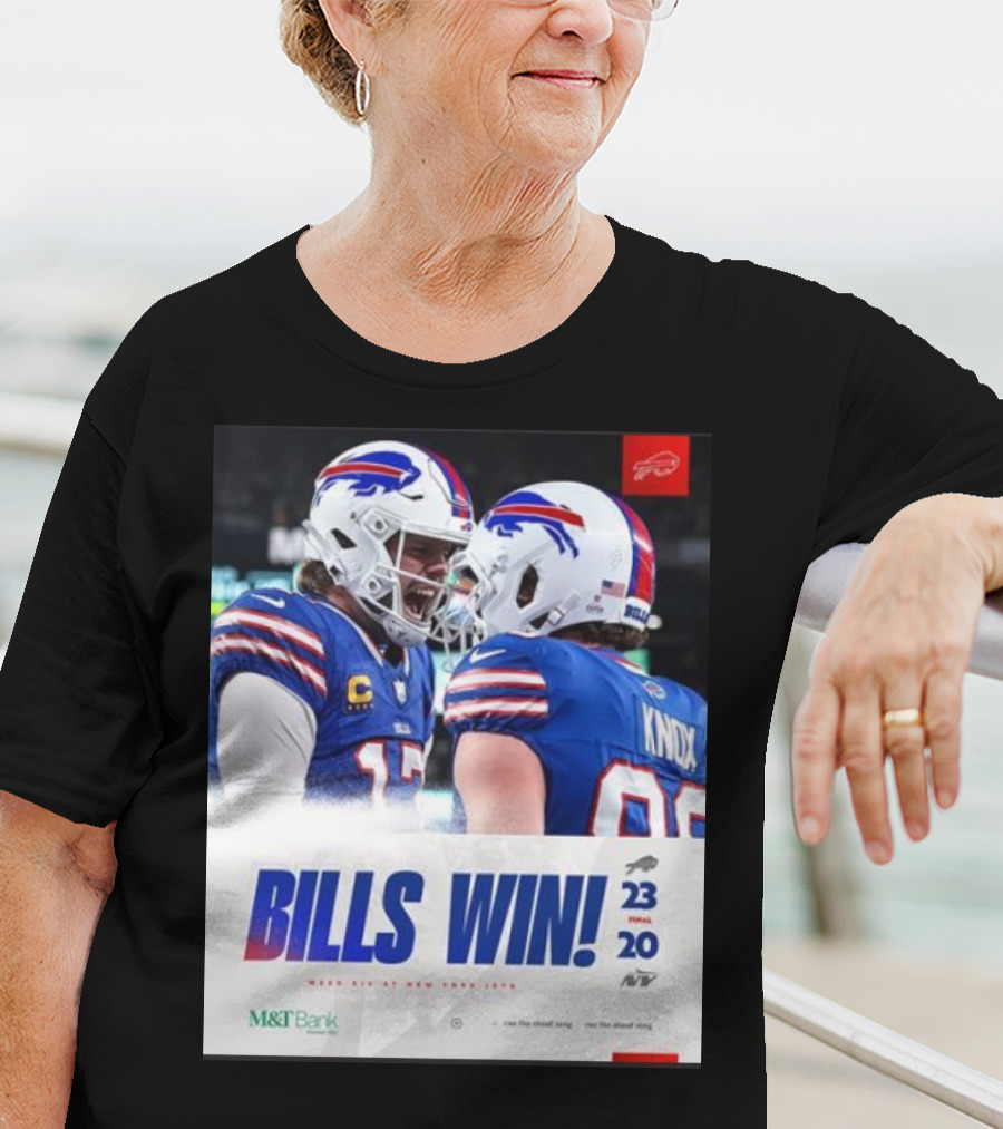 Bills Win 23-20 New York Jets NFL Victory Knox M&T Bank T-Shirt