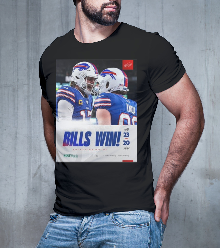 Bills Win 23-20 New York Jets NFL Victory Knox M&T Bank T-Shirt