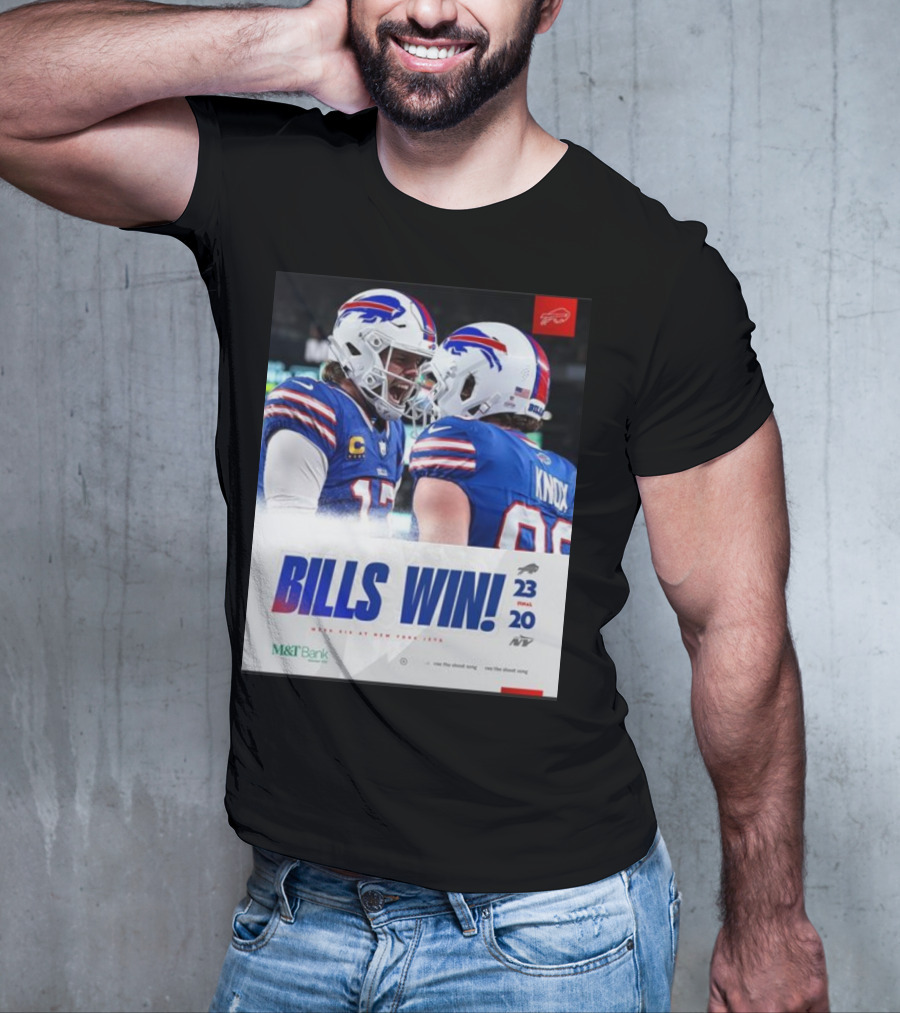 Bills Win 23-20 New York Jets NFL Victory Knox M&T Bank T-Shirt