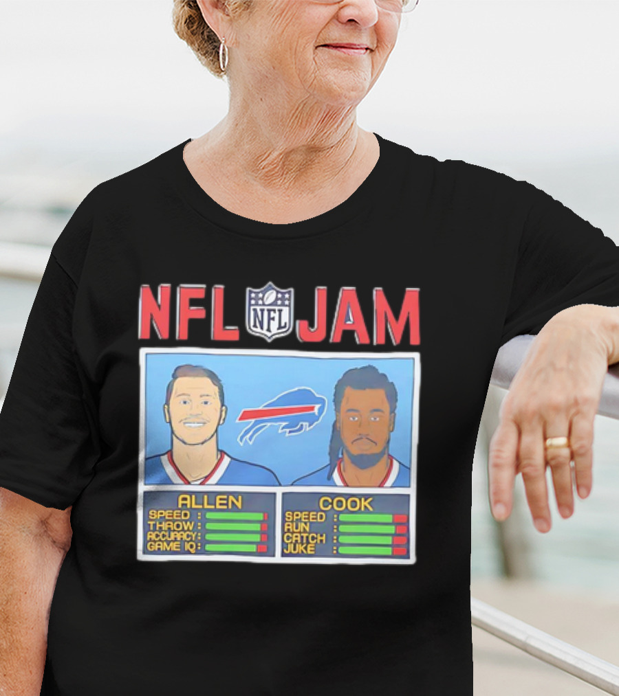 Buffalo Bills Josh Allen James Cook NFL Jam Player Stats T-Shirt