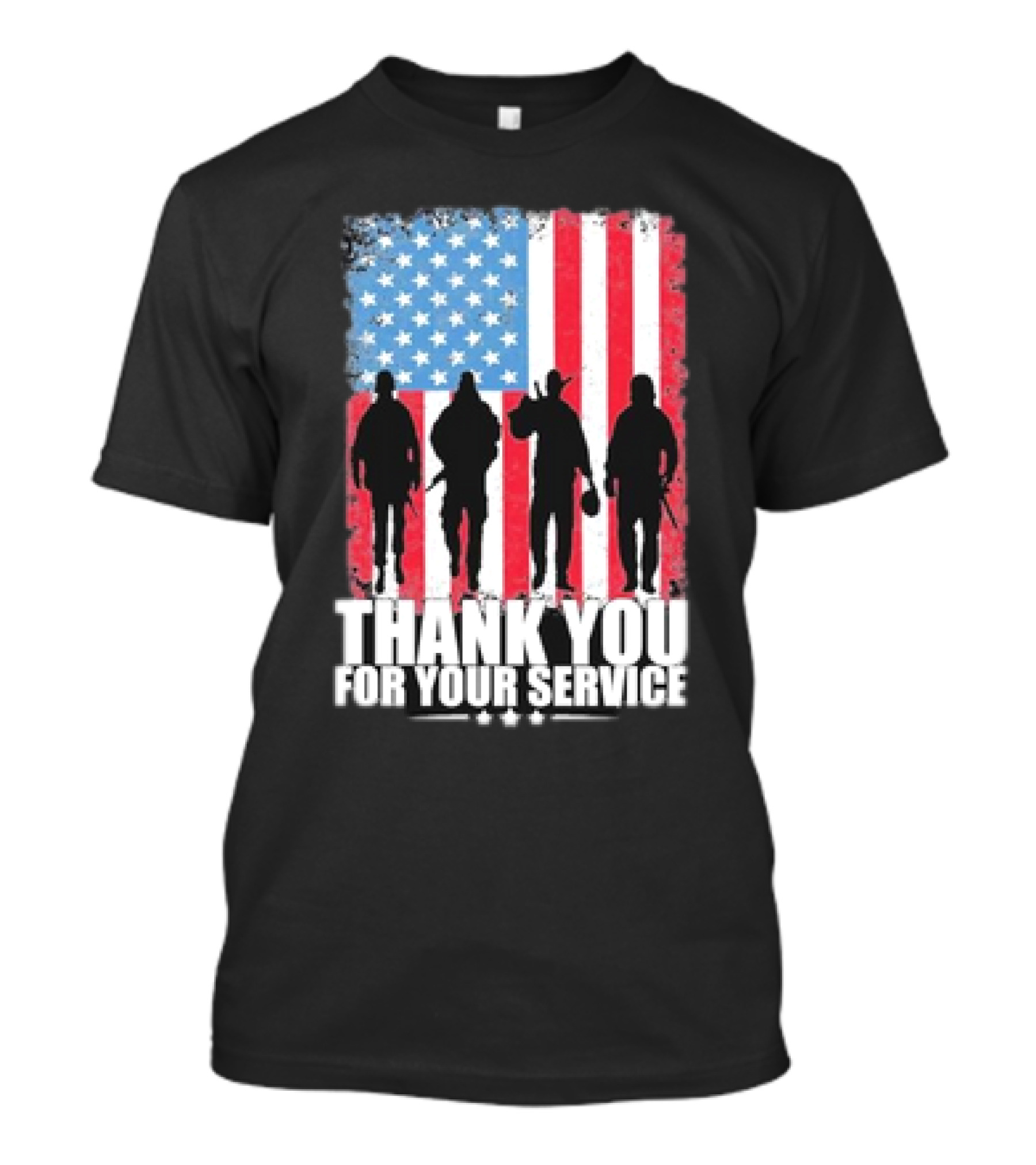 Thank You For Your Service American Flag Soldier Silhouettes Veteran Day T-Shirt