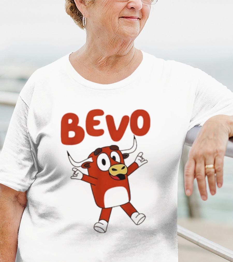 Bevo Cartoon Longhorn Bull Character Funny T-Shirt