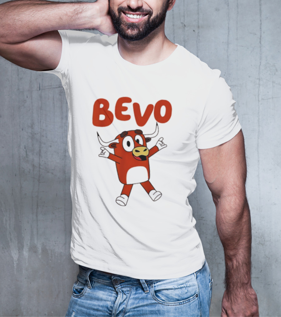 Bevo Cartoon Longhorn Bull Character Funny T-Shirt