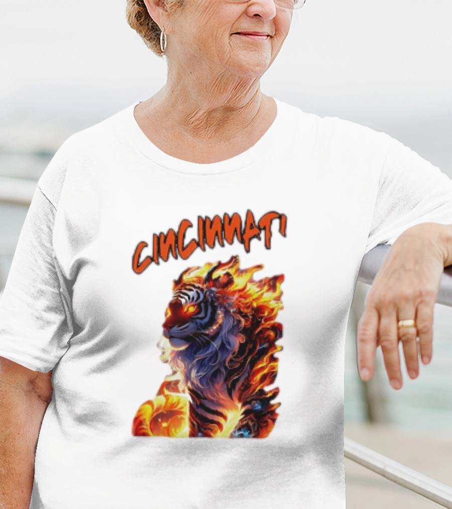 Cincinnati The Bengel’s Live Old West Football Tiger Flame T-Shirt