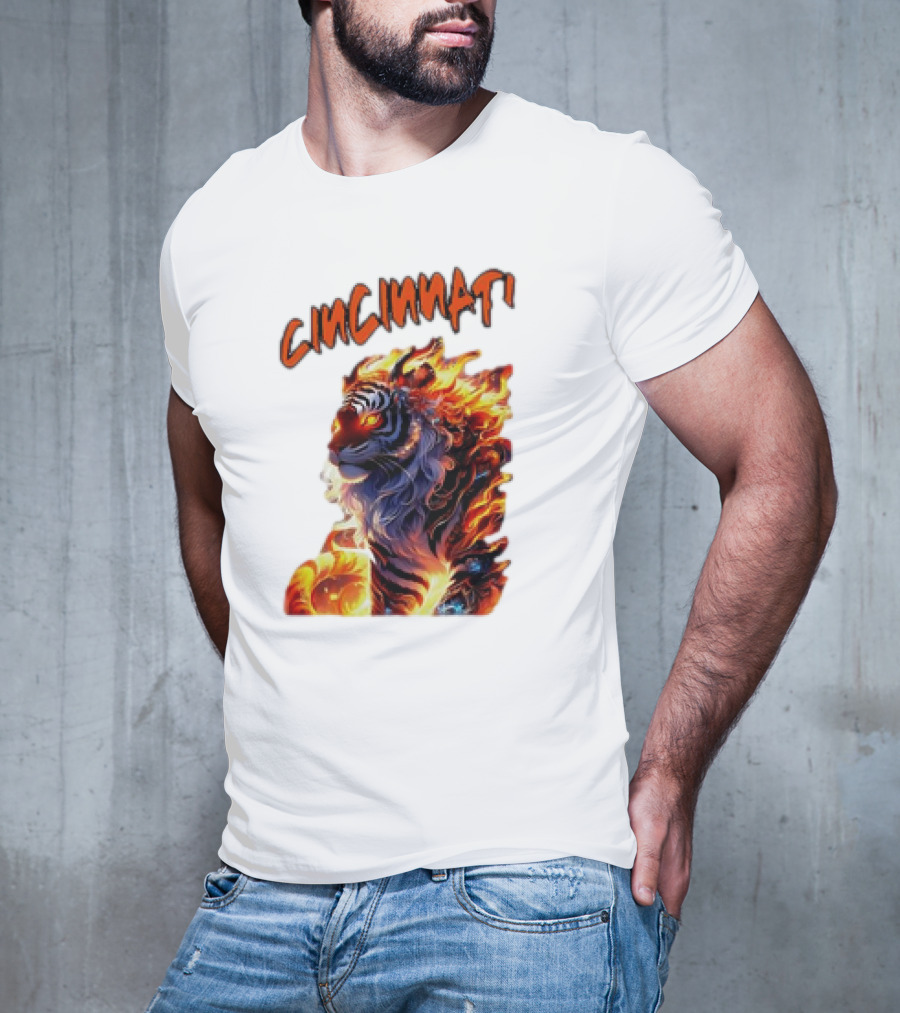 Cincinnati The Bengel’s Live Old West Football Tiger Flame T-Shirt