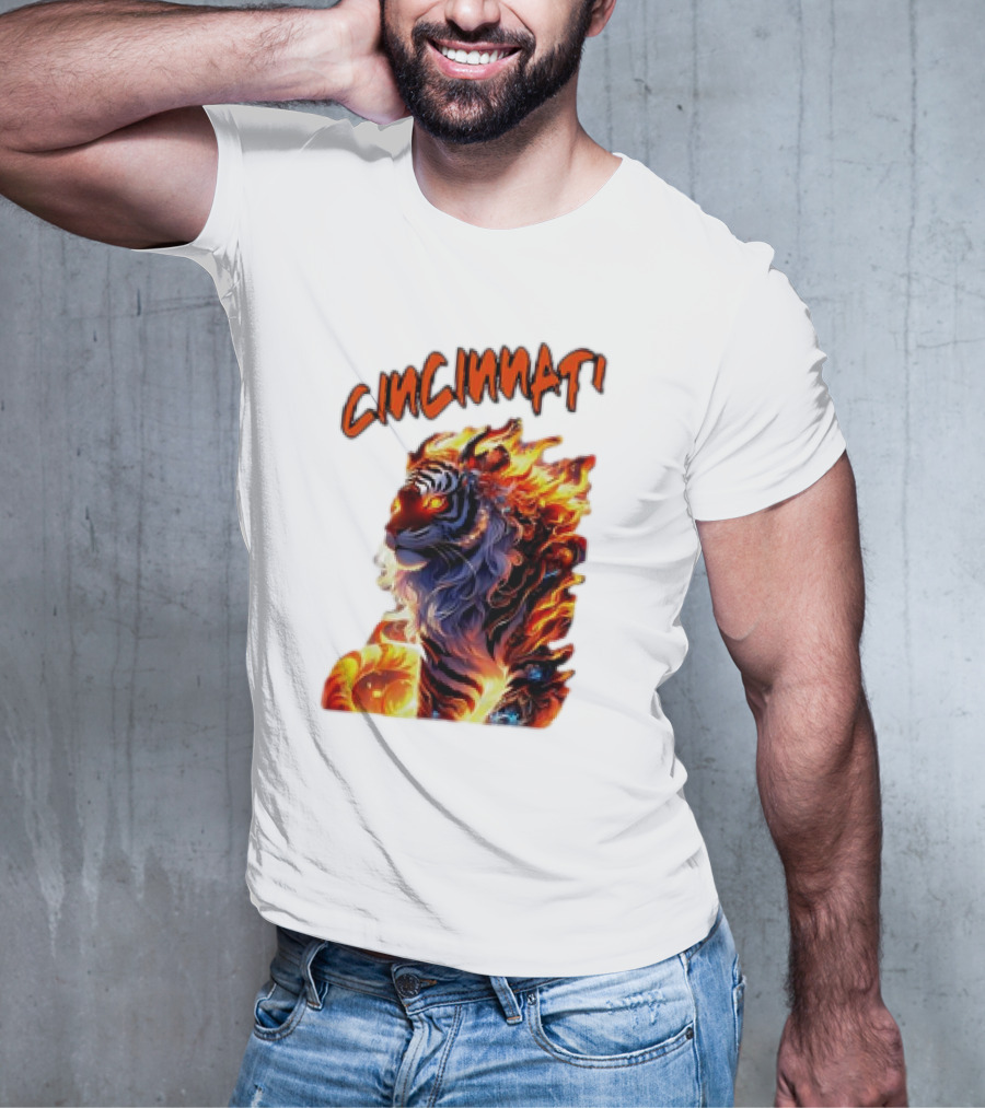 Cincinnati The Bengel’s Live Old West Football Tiger Flame T-Shirt