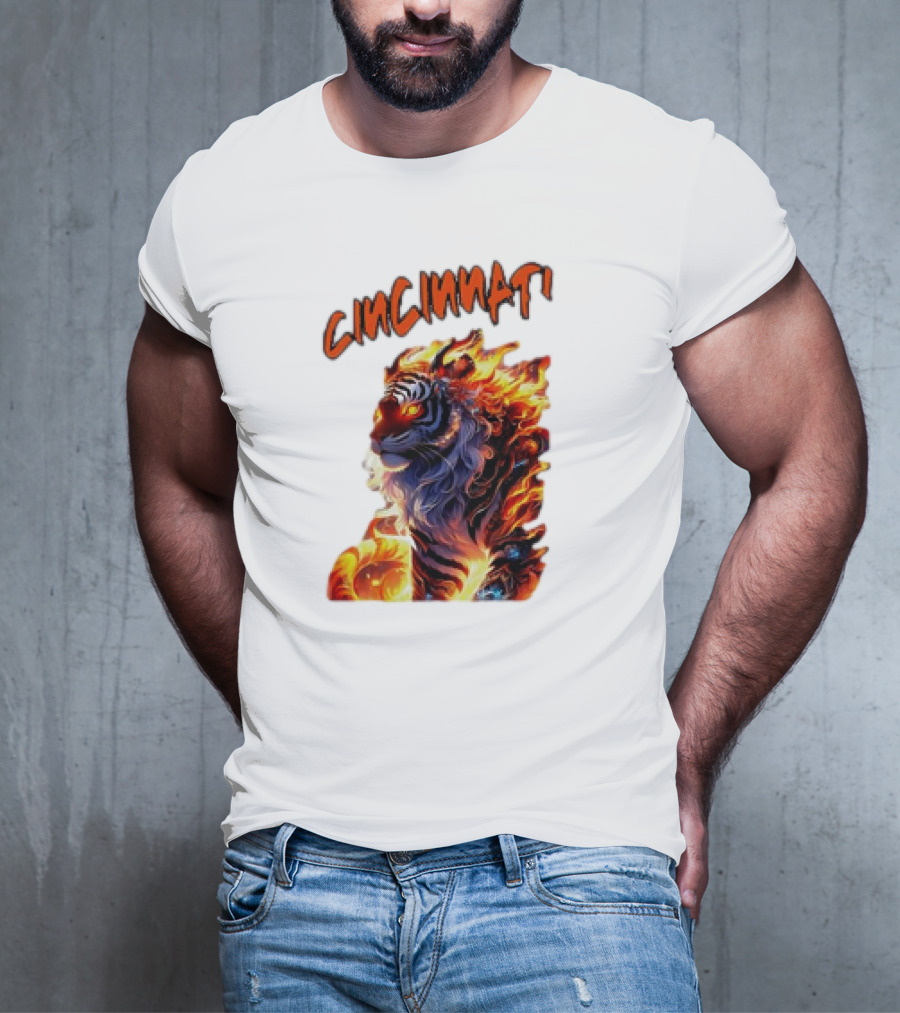 Cincinnati The Bengel’s Live Old West Football Tiger Flame T-Shirt