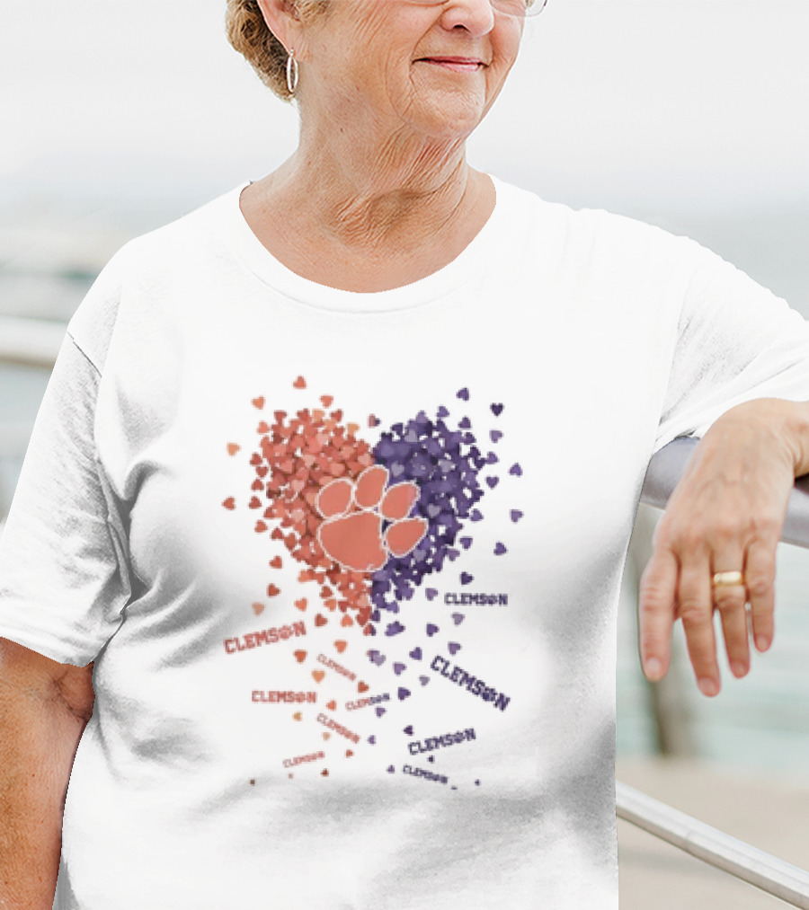 Clemson Tigers Heart Paw Print Passion T-Shirt