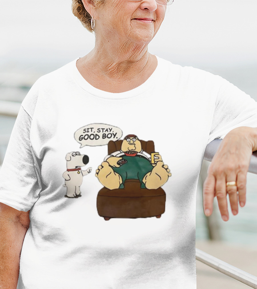 Family Guy Sit Stay Good Boy Brian And Peter Couch Scene T-Shirt