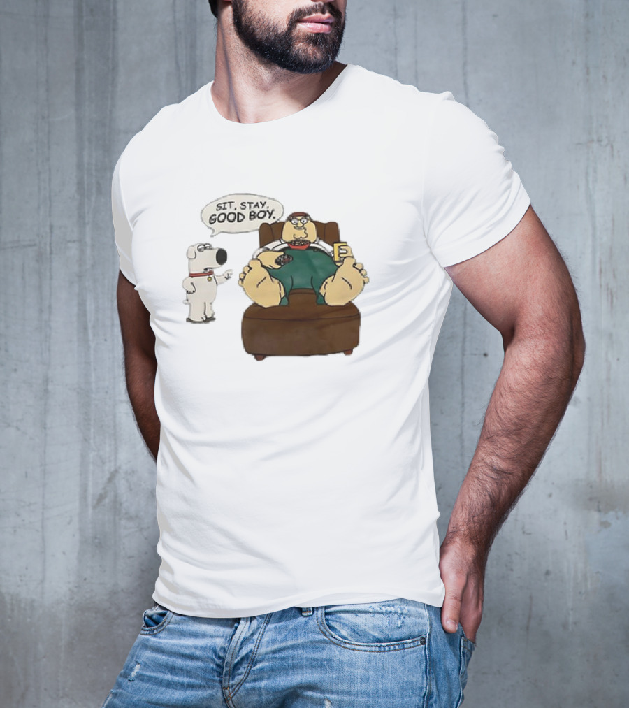 Family Guy Sit Stay Good Boy Brian And Peter Couch Scene T-Shirt