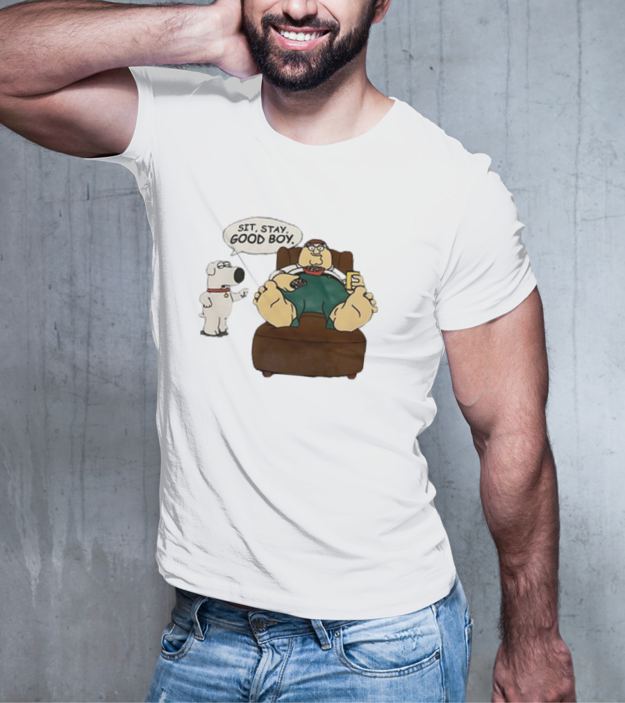 Family Guy Sit Stay Good Boy Brian And Peter Couch Scene T-Shirt