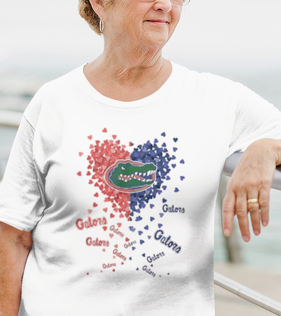 Gators Florida Heart Logo Passionate Blue Orange Colors T-Shirt