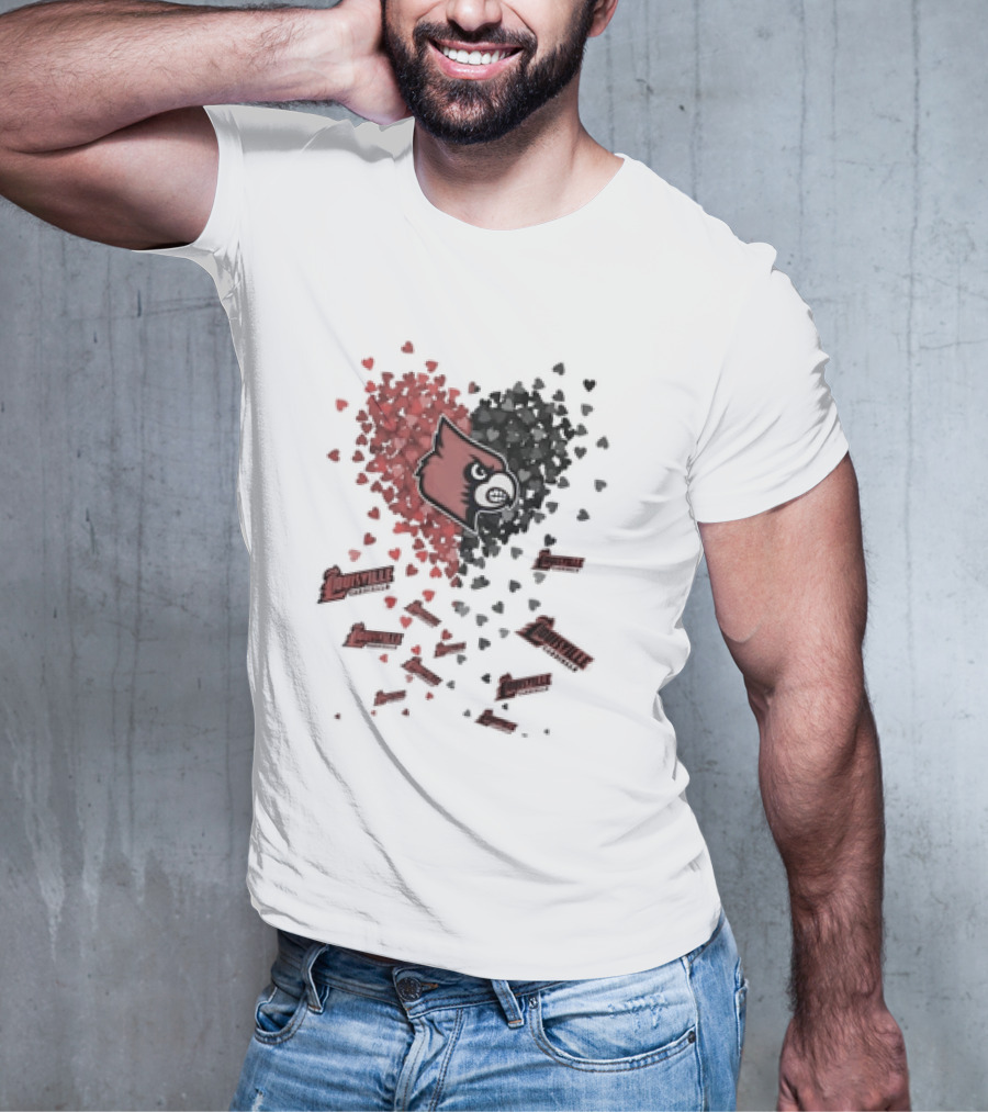 Louisville Cardinals Passionate Heart Emblem Surrounded By Vibrant Heart T-Shirt