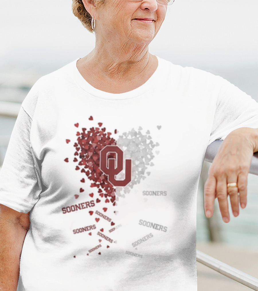Oklahoma Sooners OU Logo Heart With Sooners Text T-Shirt