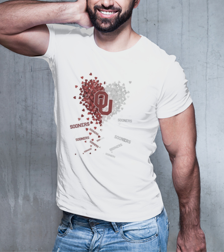 Oklahoma Sooners OU Logo Heart With Sooners Text T-Shirt