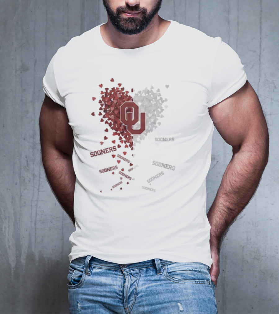Oklahoma Sooners OU Logo Heart With Sooners Text T-Shirt