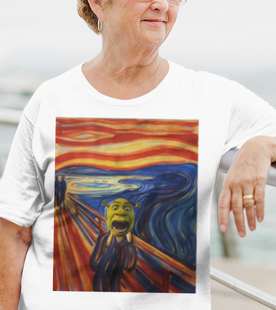 Shrek The Scream Edvard Munch Style Parody Painting T-Shirt