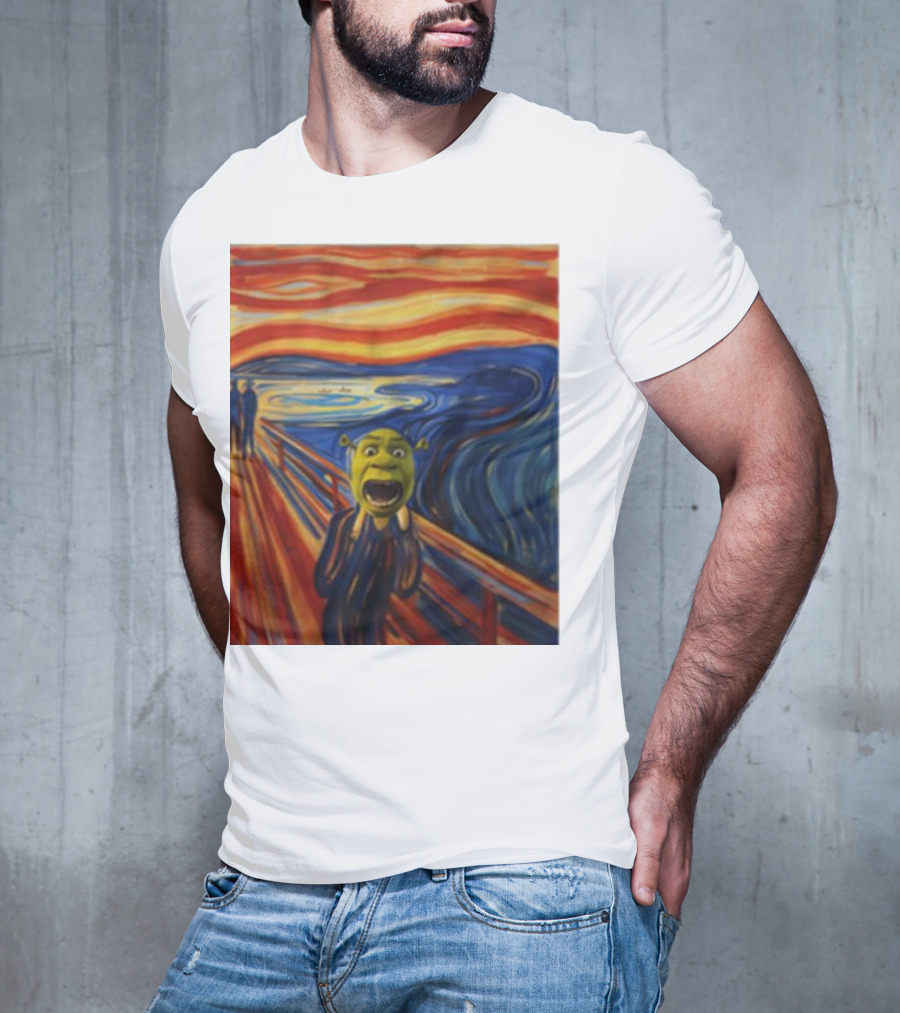 Shrek The Scream Edvard Munch Style Parody Painting T-Shirt