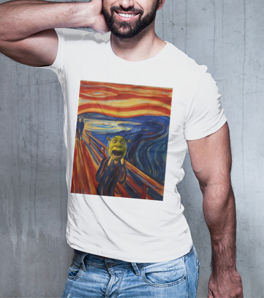 Shrek The Scream Edvard Munch Style Parody Painting T-Shirt