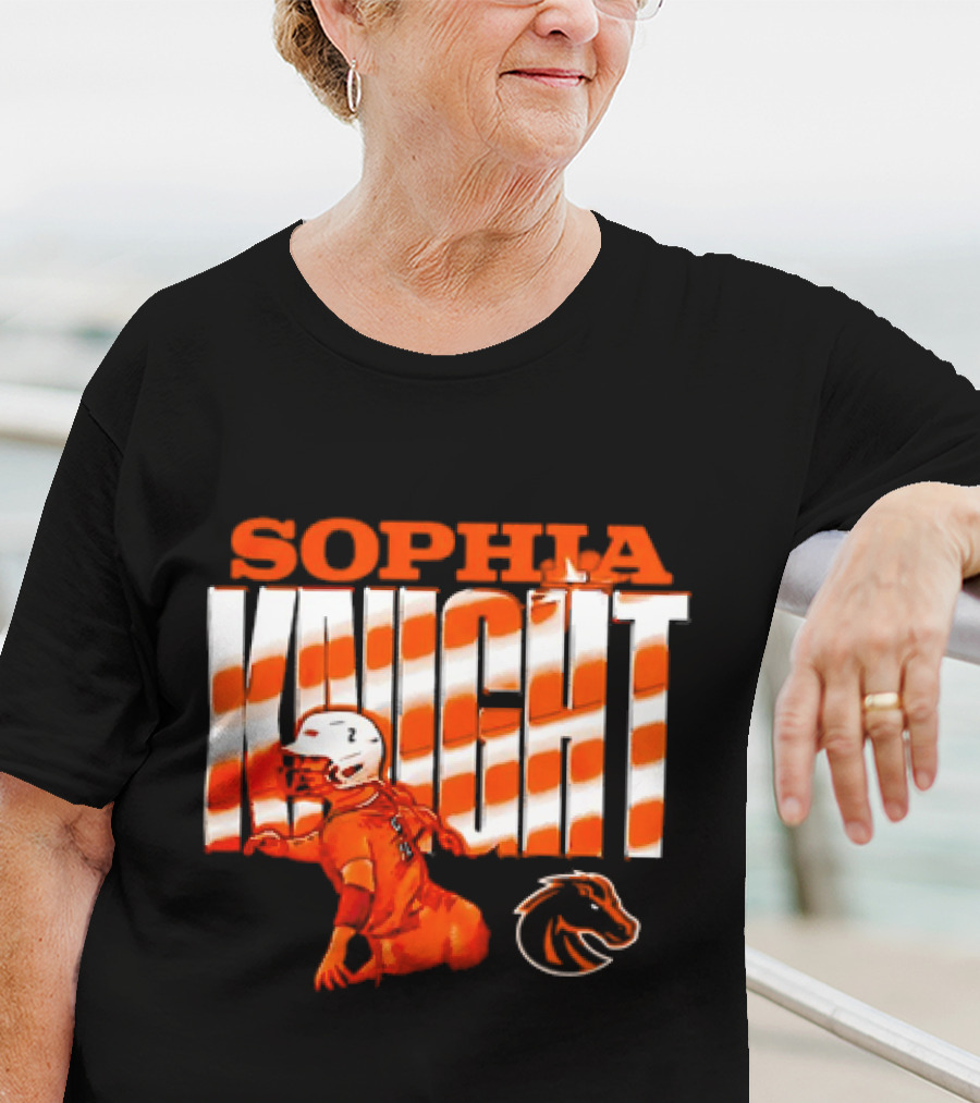 Boise State Broncos Sophia Knight Football Cartoon With Bronco T-Shirt
